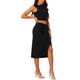thumbnail image 4 of INSPIRAR CHIC Conjuntos de Dos Piezas Sin Mangas de Verano para Mujeres, Top Corto y Falda Drapada con Abertura Lateral, Talla XL, Negro, 4 of 6