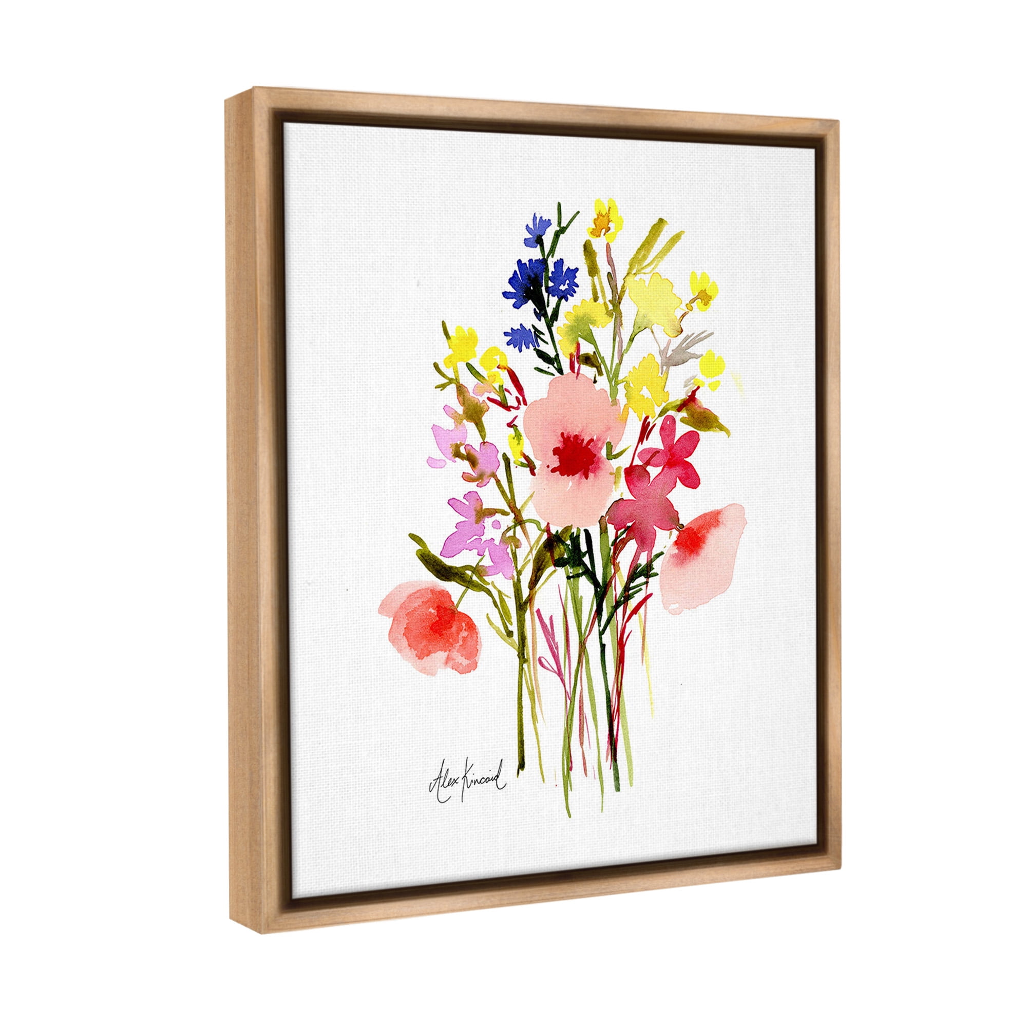 Stupell Industries Bold Cottage Bunches Botanical & Floral Painting Brown Floater Framed Canvas Art Print Wall Art, 17 x 21