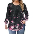 thumbnail image 2 of Hanen Plus Size Tops for Women Fall Long Sleeve Shirts Flowy Tunic Top Pleated Casual Blouses Loose Fit Tees, 2 of 6
