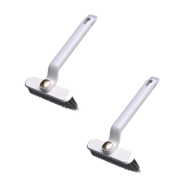 Oleegame 2PC Trashcans For Bedroom Rotating Brush For Ceramic Tiles With No Dead Corners Multi Functional Kitchen Cleaning Brush With Hard Two In One Dirt Brush White