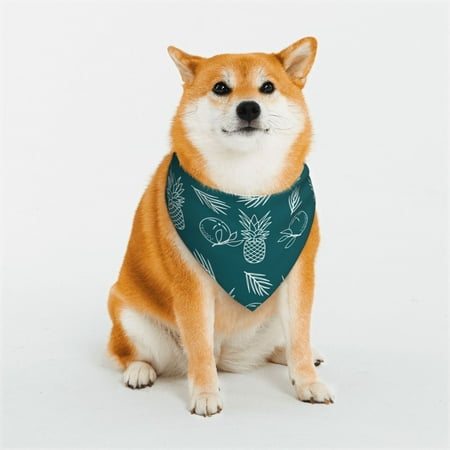 Rateoe Tropical Pineapple Print Pet Scarf for Dogs and Cats &ndash; Stylish Reflective Design Breathable & Durable Pet Bandana with Quick-Release Buckle-Large