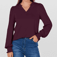 thumbnail image 3 of SOMER Womens Tops Fall Long Sleeve Shirts Business Casual V Neck Loose T-Shirts Dressy Work Tops with Smocked Cuffs, 3 of 6