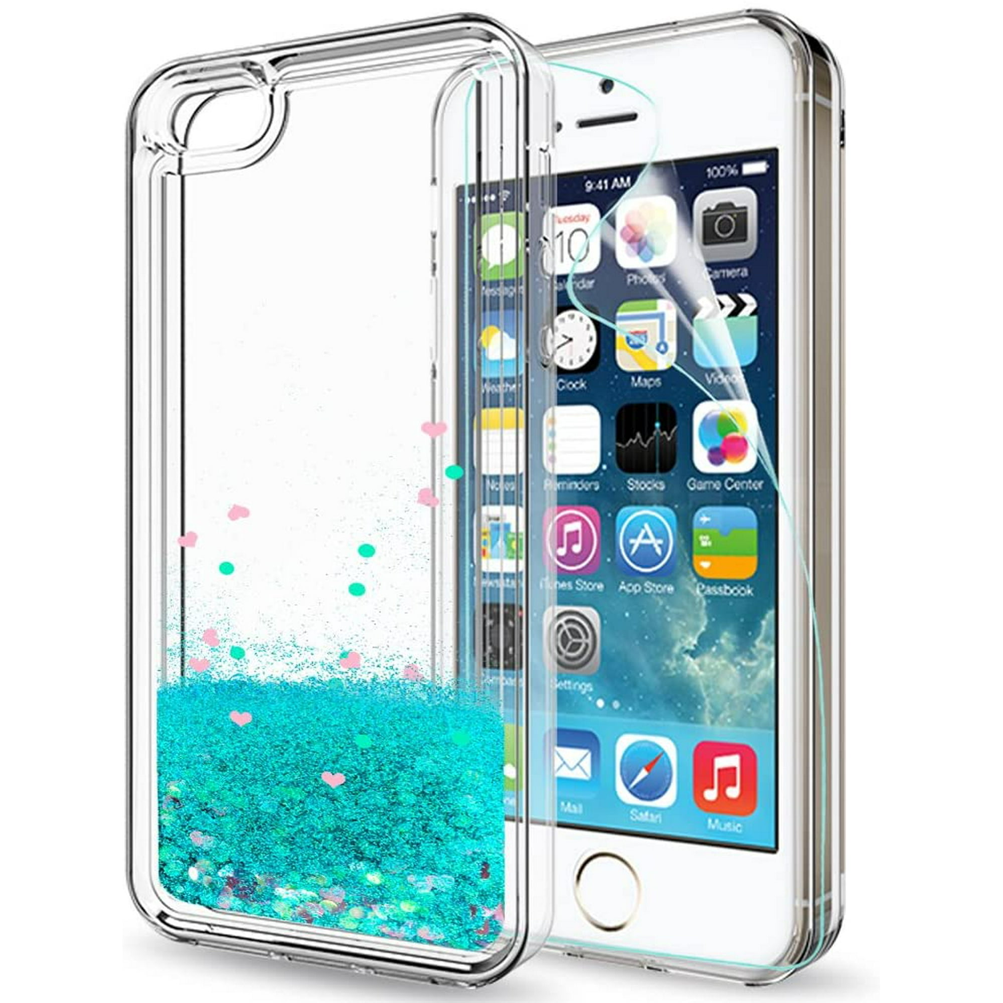 5S Case,iPhone 5 Case,iPhone SE/SE 2 Case W/HD Screen Protector,LeYi Coque Etui Glitter Clear Quicksand Walmart Canada