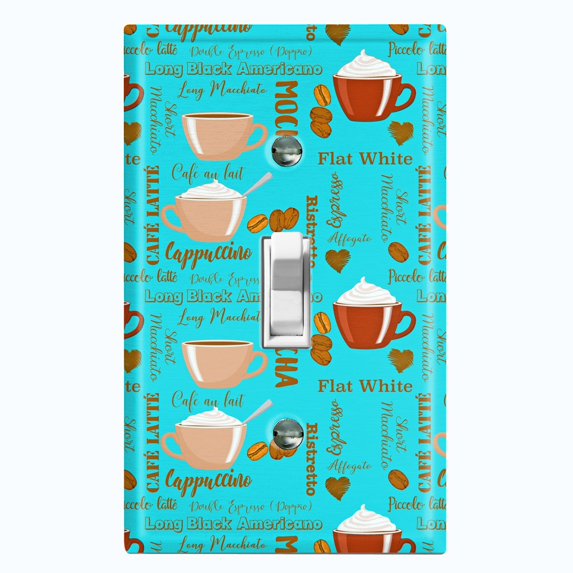 Metal Light Switch Plate Cover Coffee Mocha Latte Cup COF007