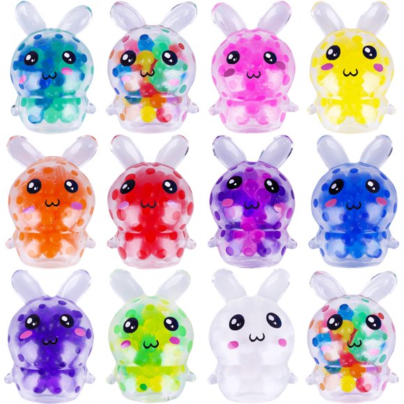 Mini conejito de pascua Squeeze Balls Exun, 12 unidades, para aliviar el estrés de los niños
