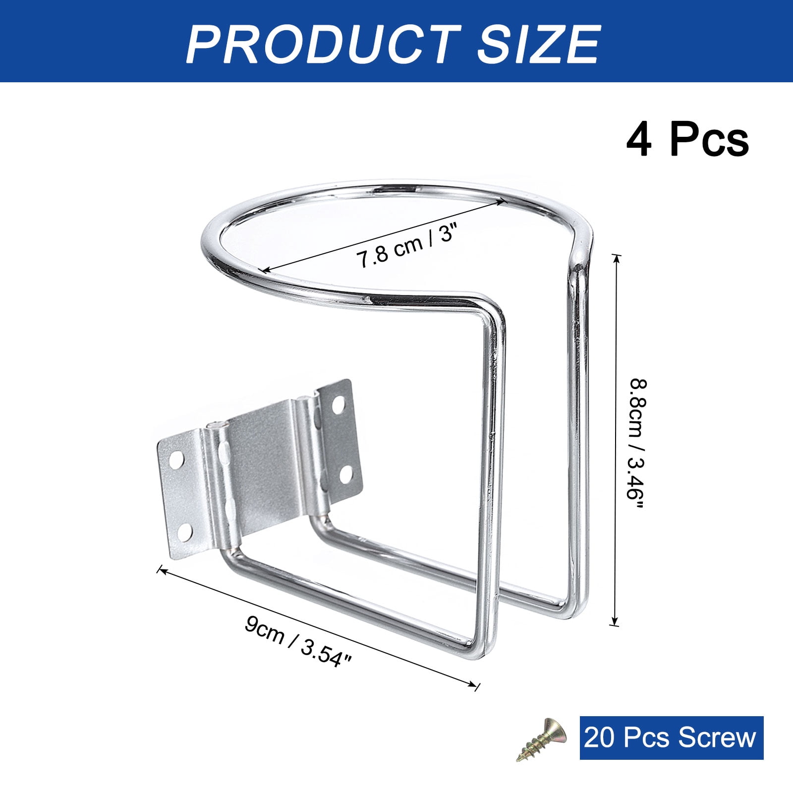 Unique Bargains Boat Ring Cup Holder Wall Mounted Drink Holders for Boats Trucks Silver