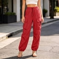 thumbnail image 5 of Noric Women's Plus Size High Waist Cargo Pants Loose Lightweight Casual Drawstring Workout Yoga Athletic Joggers with Pockets, 5 of 6