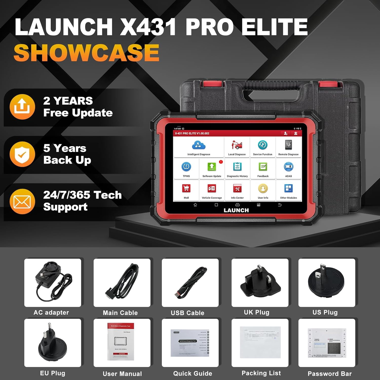 LAUNCH X431 PROS Elite Car Diagnostic Scan Tool, All System Diagnostics, 32+ Services, Active Test, Support CANFD DoIP and FCA Autoauth