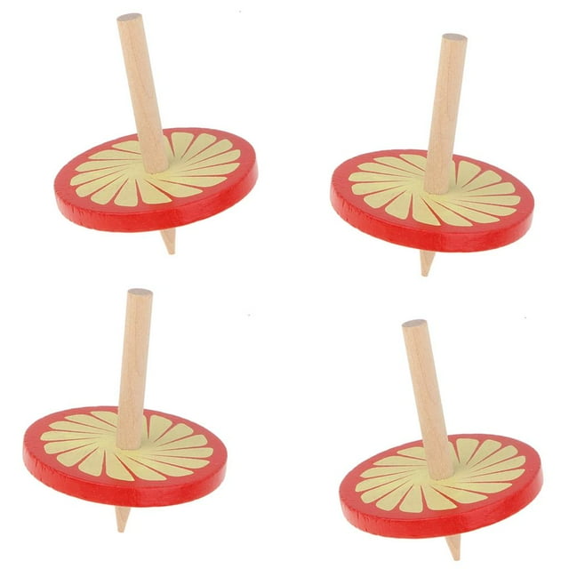4 Piezas De Tapas De Madera Con Patrón De Flores Juego Para Niños Juguete De Regalo - Rojo