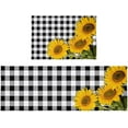 thumbnail image 6 of Sunflower Kitchen Mat Set of 2, Bright Sunflower on Black White Buffalo Plaid Check Summer Microfiber Kitchen Rug TPR Non-Slip Backing Doormat Runner Rug Set Comfort Floor Mat, (17" x 30"+17" x 47"), 6 of 6