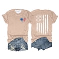 thumbnail image 1 of Hauts d'Été pour Femmes, Tenues de 4 Juillet 2024, Mode Féminine, Col Rond, Manches Courtes, Imprimé Drapeau Américain, Beige, 1 of 3