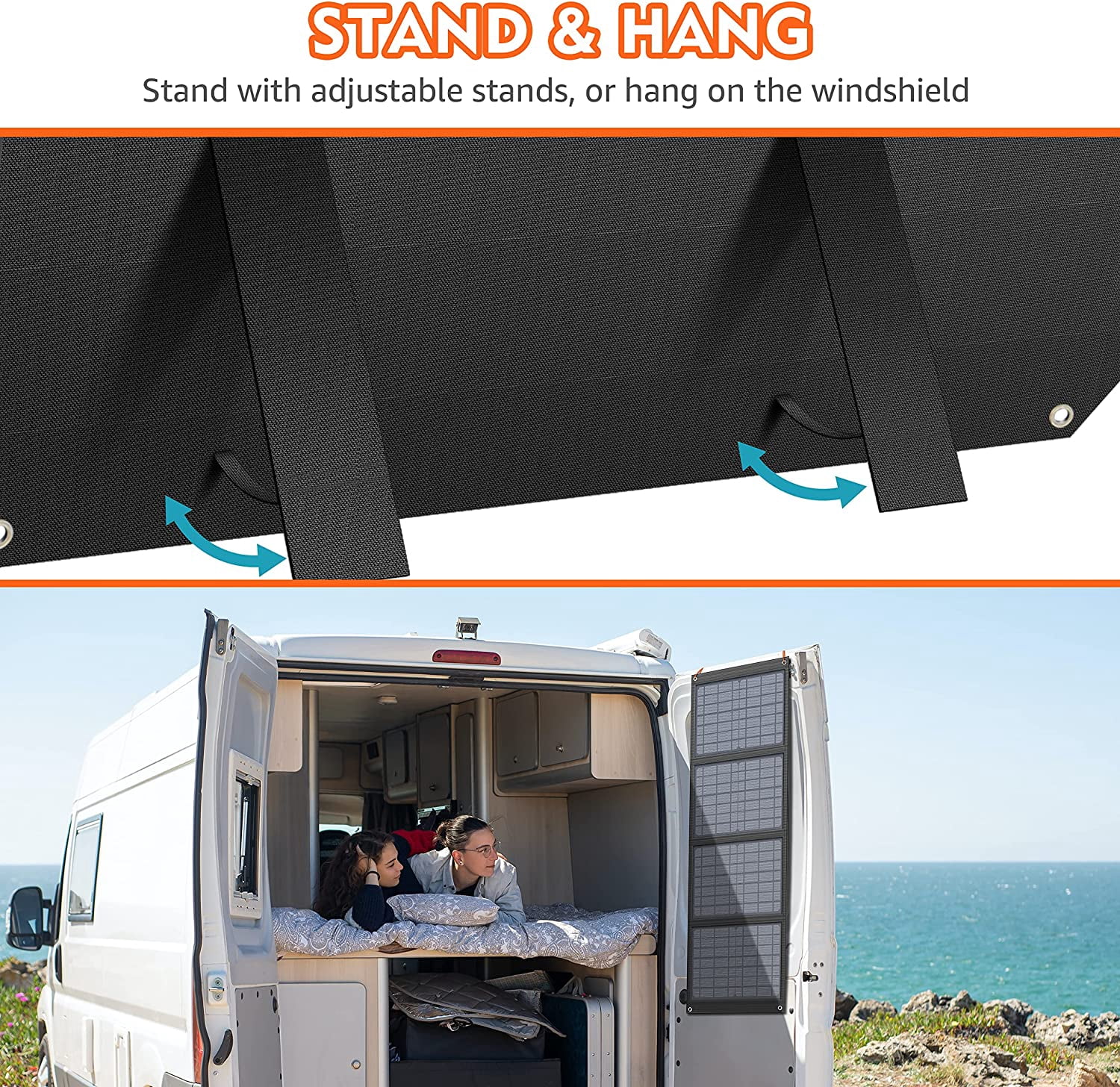 40W Portable Solar Panels, Foldable Solar Panel Charger for 100-300W Portable Power Station, with Adjustable Kickstands, DC 12-15V Output, USB 3.0 Port for Camping Van RV Trip