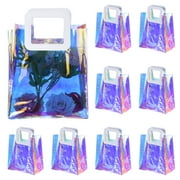 11x10x6" Holographic Bags Iridescent Reusable Bag Gift Tote Bags for Party, 10 Pack