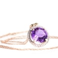 thumbnail image 6 of Galaxy Gold 14K Solid Rose Gold 24" Necklace with Natural Diamonds and a Victorian-Style Purple Amethyst Drop, 14"-24" Sizes, February Birthstone, Symbol of Serenity, 6 of 7
