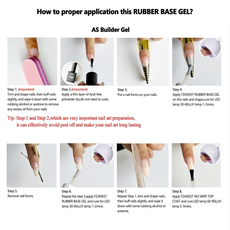 FZANEST Rubber Base Gel For Nails Kit,Base Color Gel Nail Polish