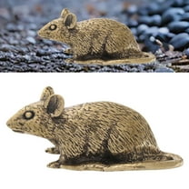 menolana Mouse Brass Figurine Desktop Ornament Rat Sculpture Tiny Wealth Figurine Animal Ornament Collectible for Office Cabinet Shelf