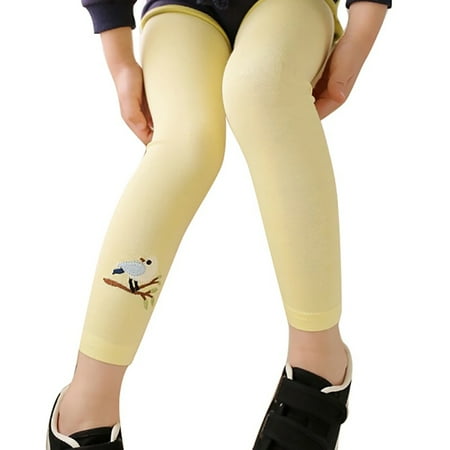 

Autunm Korean Version Children Baby Girls Leggings Embroidered Bird Girls Long Pants Yellow 130 code
