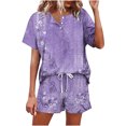 thumbnail image 1 of Puntoco moda mujer Casual estampado manga corta botones tops ropa de dormir pantalones cortos conjuntos de ropa de dormir liquidación Puntoco Puntoco-463, 1 of 5