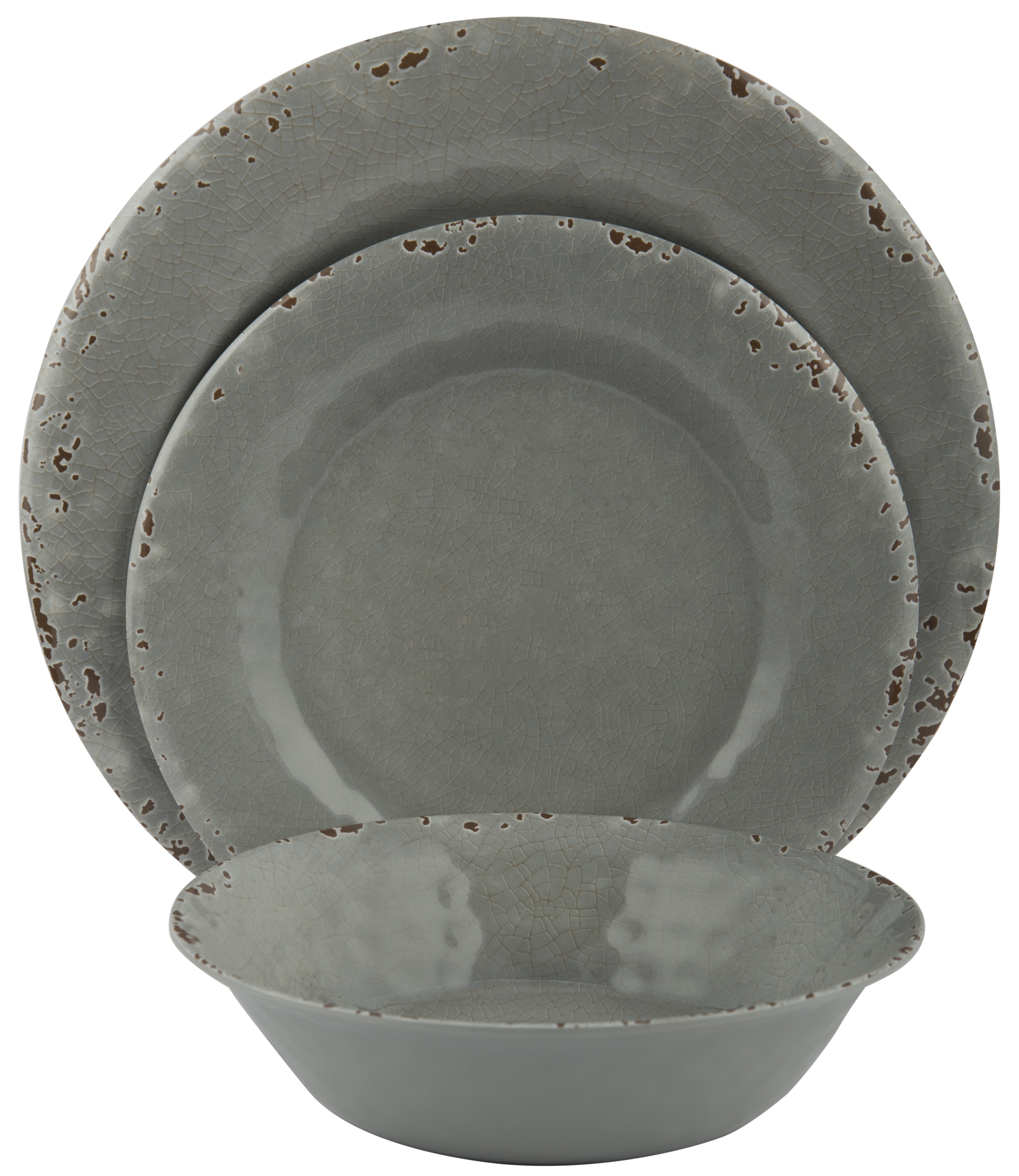 Melange 18-Piece Melamine Dinnerware Set (Rustic Collection )|Dinner