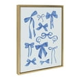 thumbnail image 4 of Kate and Laurel Sylvie Blue Bows Framed Canvas Wall Art by Honey Island Studio, 18x24 Bright Gold, Cute Glam Blue Ribbon Art for Wall, 4 of 7