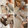 thumbnail image 6 of 5Pairs Wool Socks for Women Thick Knit Vintage Cute Floral Crew Socks, 6 of 8