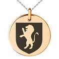 thumbnail image 1 of Stainless Steel Lion Courage Coat of Arms Shield Engraved Small Medallion Circle Charm Pendant Necklace, 1 of 1