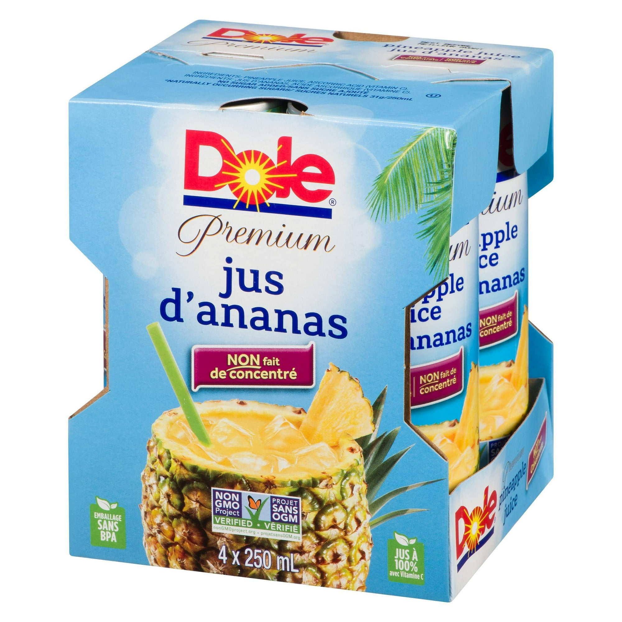 Dole Pineapple Juice, 4X240mL