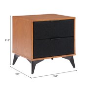 Zarif Nightstand Black & Walnut End Table, Modern Style, Ash Veneer MDF rectangular shape tabletop, MDF, Indoor Bedroom