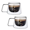 thumbnail image 2 of Double Wall Glass Coffee Mug with Handle 200ML Transparent Heat-Resistant for Espresso Cappuccino Latte Tea, 2 of 7