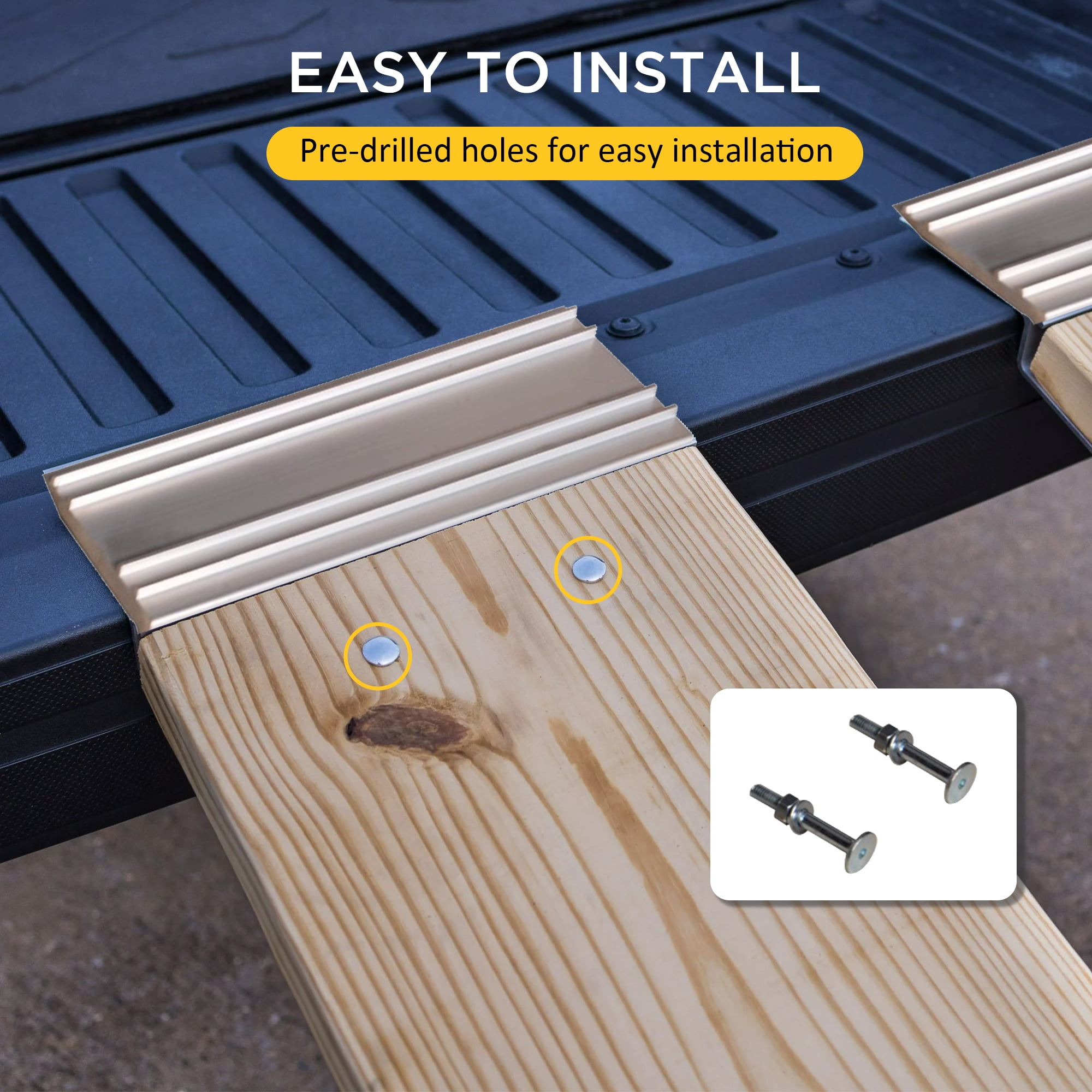 Rockland Aluminum Ramp Top Kit, Heavy-Duty 1500lb Load Capacity Ramps with 2"x8" Planks, Quickly and Safely for ATV Motorcycle Lawn Equipment Ebikes