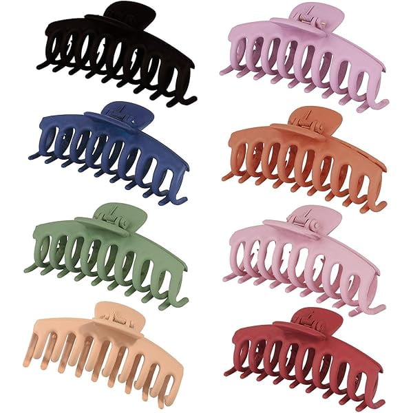 wonima11 Big Hair Claw Clips Nonslip Large Claw Clip for Women and Girls Thin Hair, Strong Hold Hair Clips for Thick Hair(Matte-8PCS)