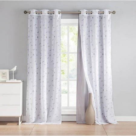 2 Pack Gemma Kensie Sheer Grommet Pair Panel With Faux Silk