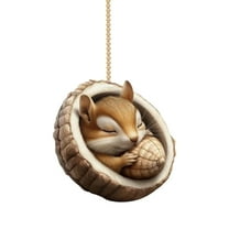 LanSuare 3Pcs Christmas Hanging Ornaments, Acrylic 2D Flat Animal Squirrel Shape Pendant, Suitable for Porch, Wall, Indoor Home Decor, Front Entry, Christmas Tree Decor