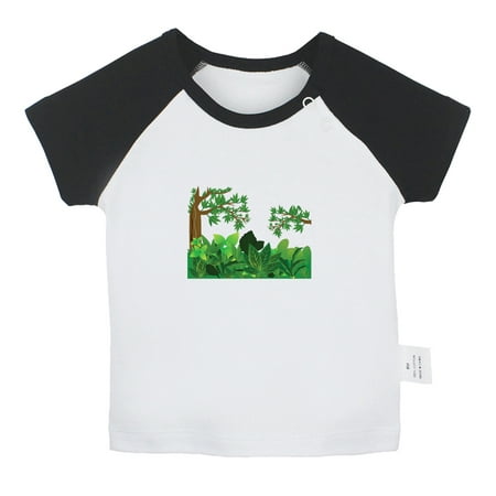 

Nature Pattern Jungle T shirt For Baby Newborn Babies T-shirts Infant Tops 0-24M Kids Graphic Tees Clothing (Short Black Raglan T-shirt 12-18 Months)