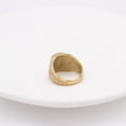 thumbnail image 4 of PAMTIER Unisex Stainless Steel Vintage Classic Square Cut White Seashells CZ Signet Biker Ring Feather Pattern Gemstone Wedding Band Gold Size 11, 4 of 5