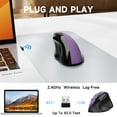 thumbnail image 6 of memzuoix Ergonomic Mouse Wireless,2.4G Optical Cordless Mice with 800/1200/1600 DPI,USB, Vertical Computer Wireless Mouse for Laptop, Mac,PC,Desktop (for Right Hand, Large),Purple Mouse, 6 of 7