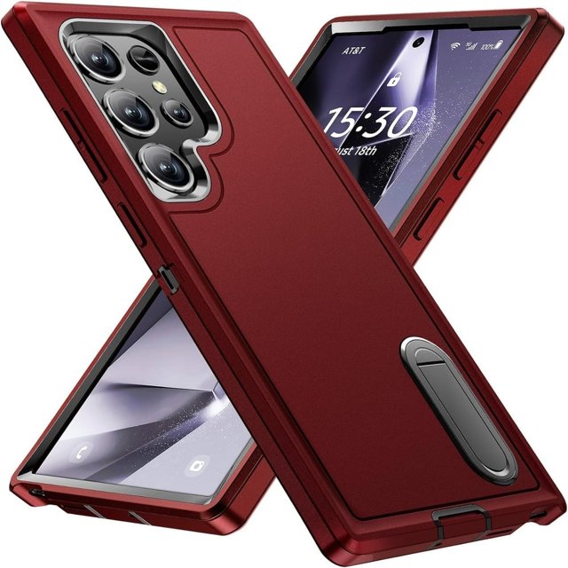 DEBGFS Compatible avec Galaxy S24 Ultra Étui S24 Ultra Étui de Téléphone avec Béquille Intégrée Antichoc/antichute Étui de Protection de Qualité Militaire pour Galaxy S24 Ultra 5G, Rouge