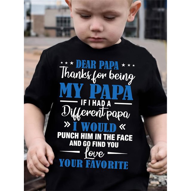 Camiseta con estampado "Querido papá, gracias por ser mi papá" para niño, linda camiseta de verano de manga corta y cuello redondo.