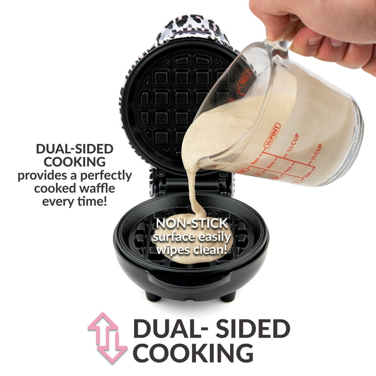 Dash 4 Non-Stick Mini Waffle Maker Griddle Grill, Red White Aqua