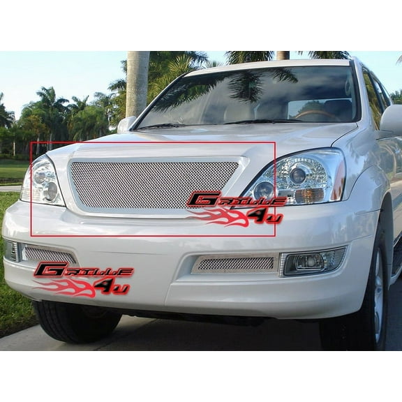 APS Compatible with Lexus GX 470 2003-2009 Main Upper Stainless Steel Chrome Mesh Front Grill Grille Insert T76581T
