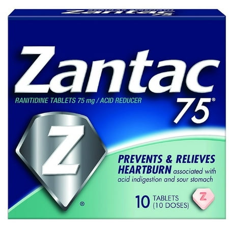Zantac 75 Acid Reducer Regular Strength Tablets 10 ea (Pack of