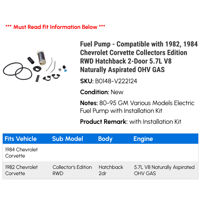 Carter In-Tank Electric Fuel Pump for 1982-1984 Chevrolet Corvette 5.7L V8 fs Carter In-Tank Electric Fuel Pump for 1982-1984 Chevrolet Corvette 5.7L V8 fs