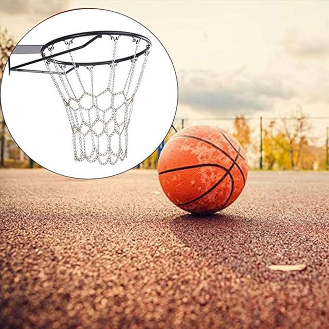 Becaristey All-Weather Galvanized Steel Chain Basketball Target Net Metal Basketball Net Indoor/Outdoor Durable