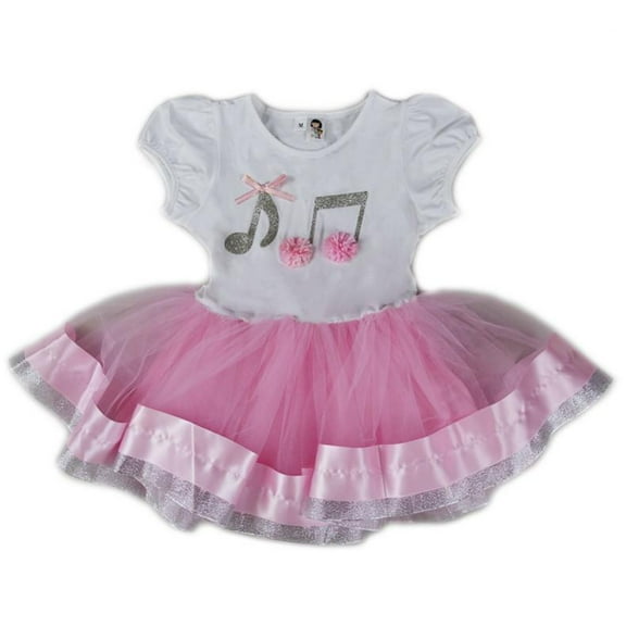 Wenchoice Pink & White Music Note Tutu Dress Girls M(3Y-4Y)
