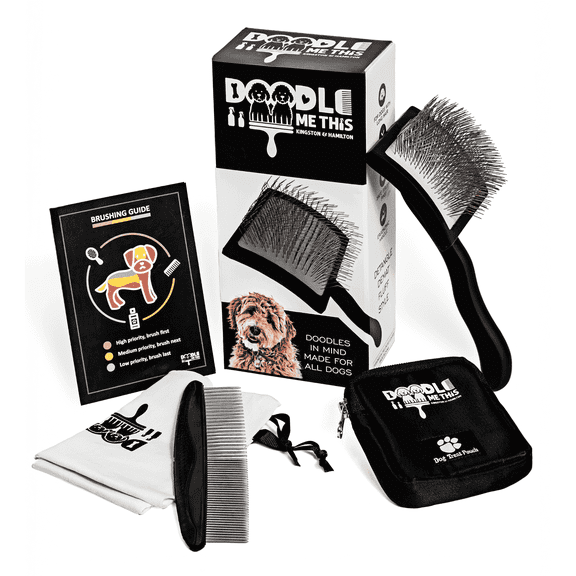 Doodle Me This Kingston and Hamilton Dog Slicker Brush for Grooming, Dematting, and Detangling