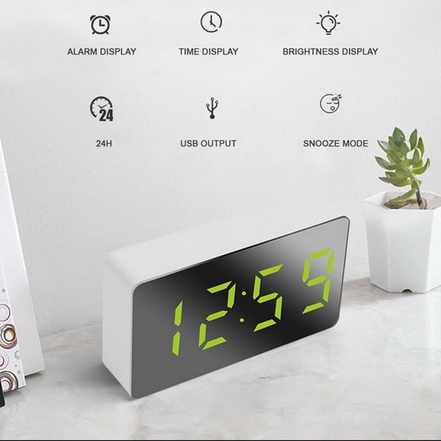 Reloj despertador electrónico BuyWeek espejo LED 3,1 pulgadas