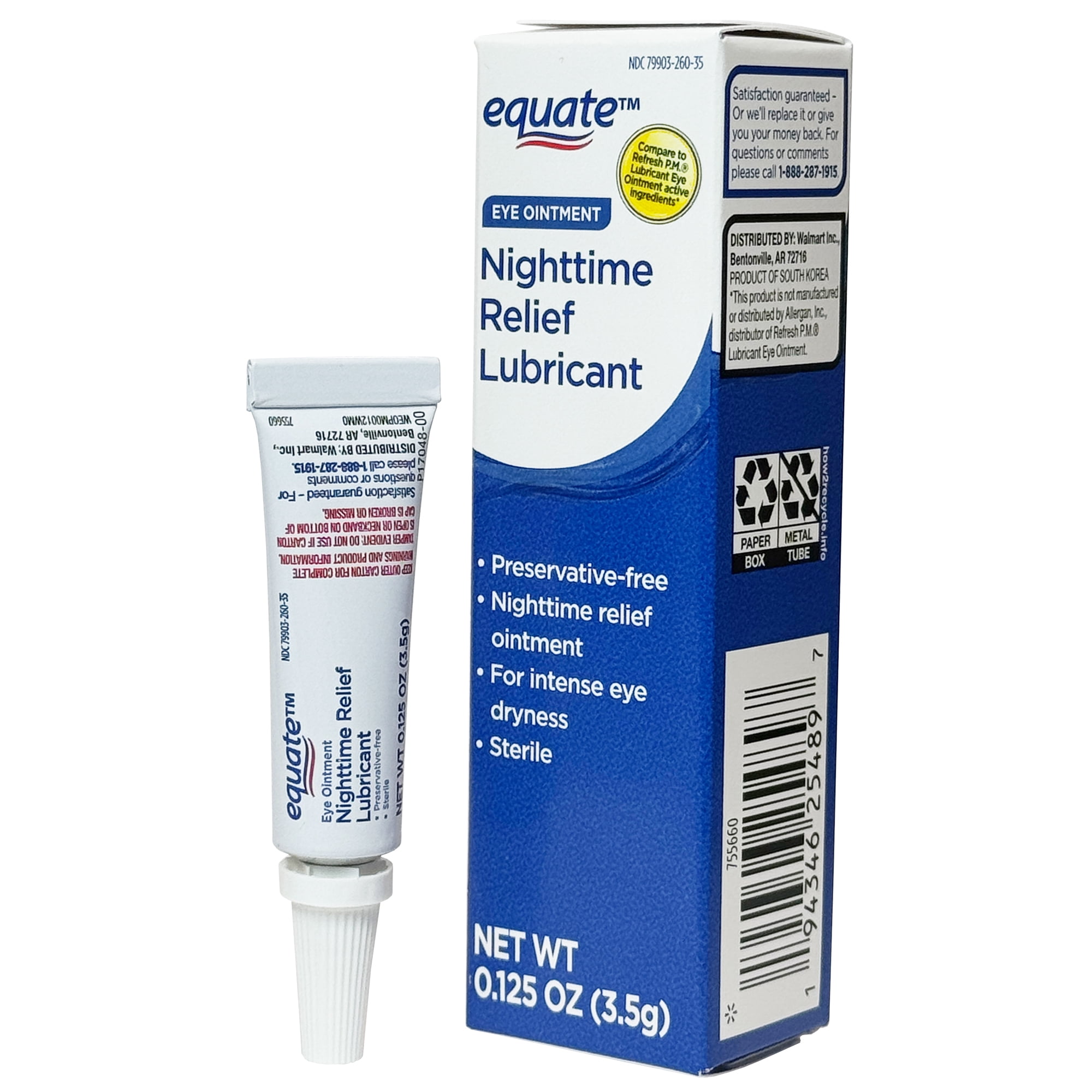 Equate Nighttime Relief Lubricant Eye Ointment, 0.125 OZ