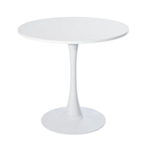 FurnitureR 31.5'' Outdoor Dining Table – Round Mid-Century Pedestal Table for Patios, Gardens, or Balconies, White