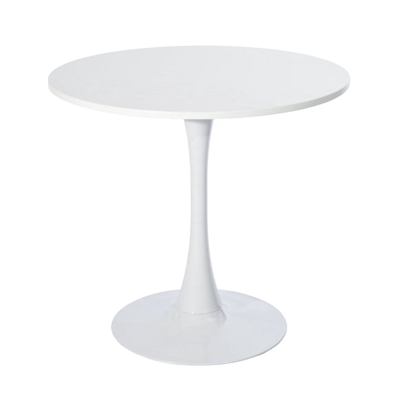 FurnitureR 31.5'' Outdoor Dining Table – Round Mid-Century Pedestal Table for Patios, Gardens, or Balconies, White