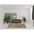 thumbnail image 2 of 6' X 9' Grey Charcoal Yellow Blue Rust Red Pink Green And Ivory Oriental Power Loom Stain Resistant Area Rug With Fringe, 2 of 5